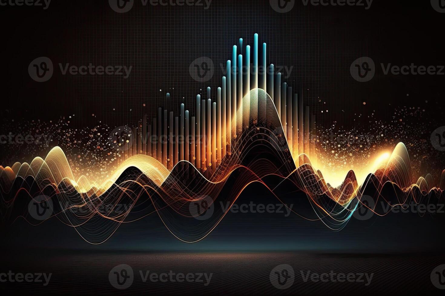 Audio sound wave spectrum abstract oscillation graph futuristic colorful visualization photo