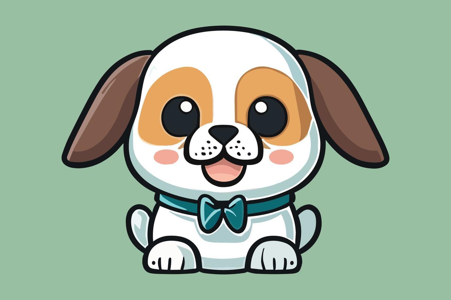 cute puppy illustration vector isolated green