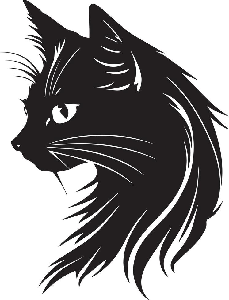 gato logo ilustración negro y blanco vector aislado