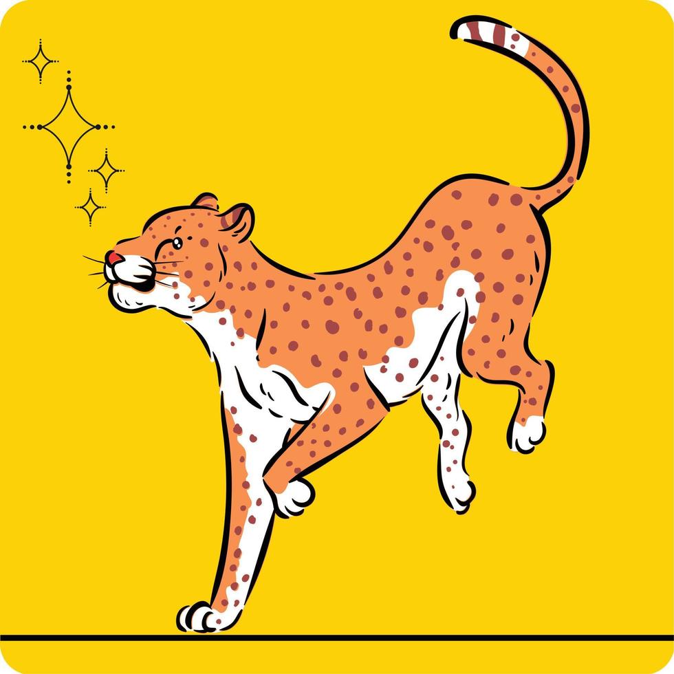 Cheetah cartoon isolated on yellow Vector silhouette of puma leopard jaguar lion panther cheetah tiger logo design