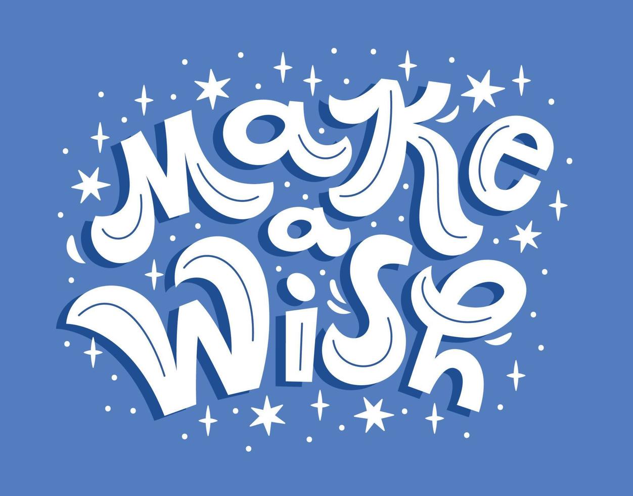 Vector illustration of make a wish text with stars.