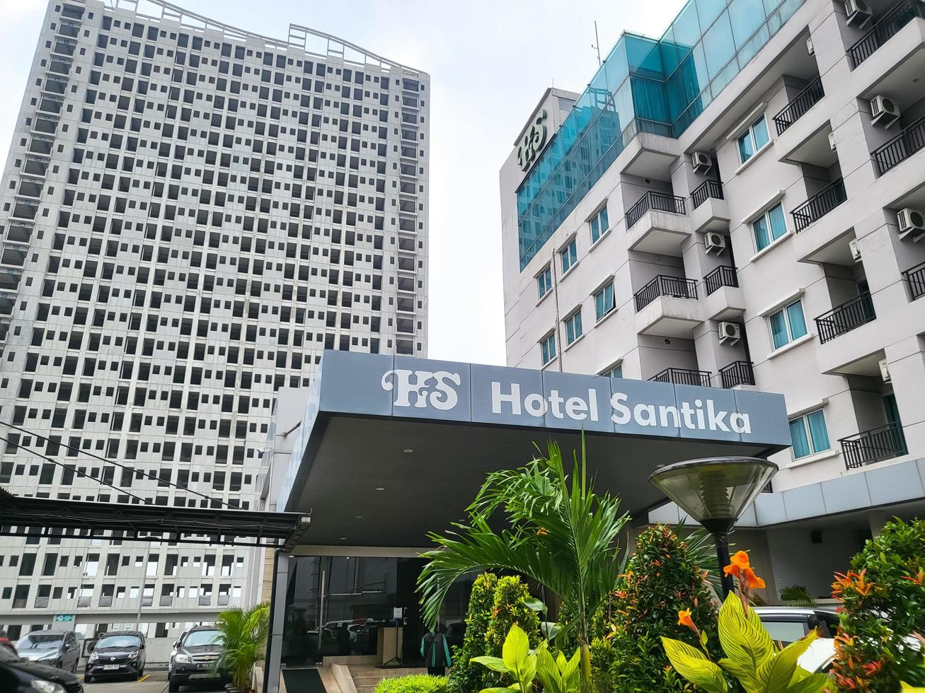 Bekasi, Indonesia - March,12 2023 Hotel Santika is one of the 3 star hotels in downtown Bekasi photo