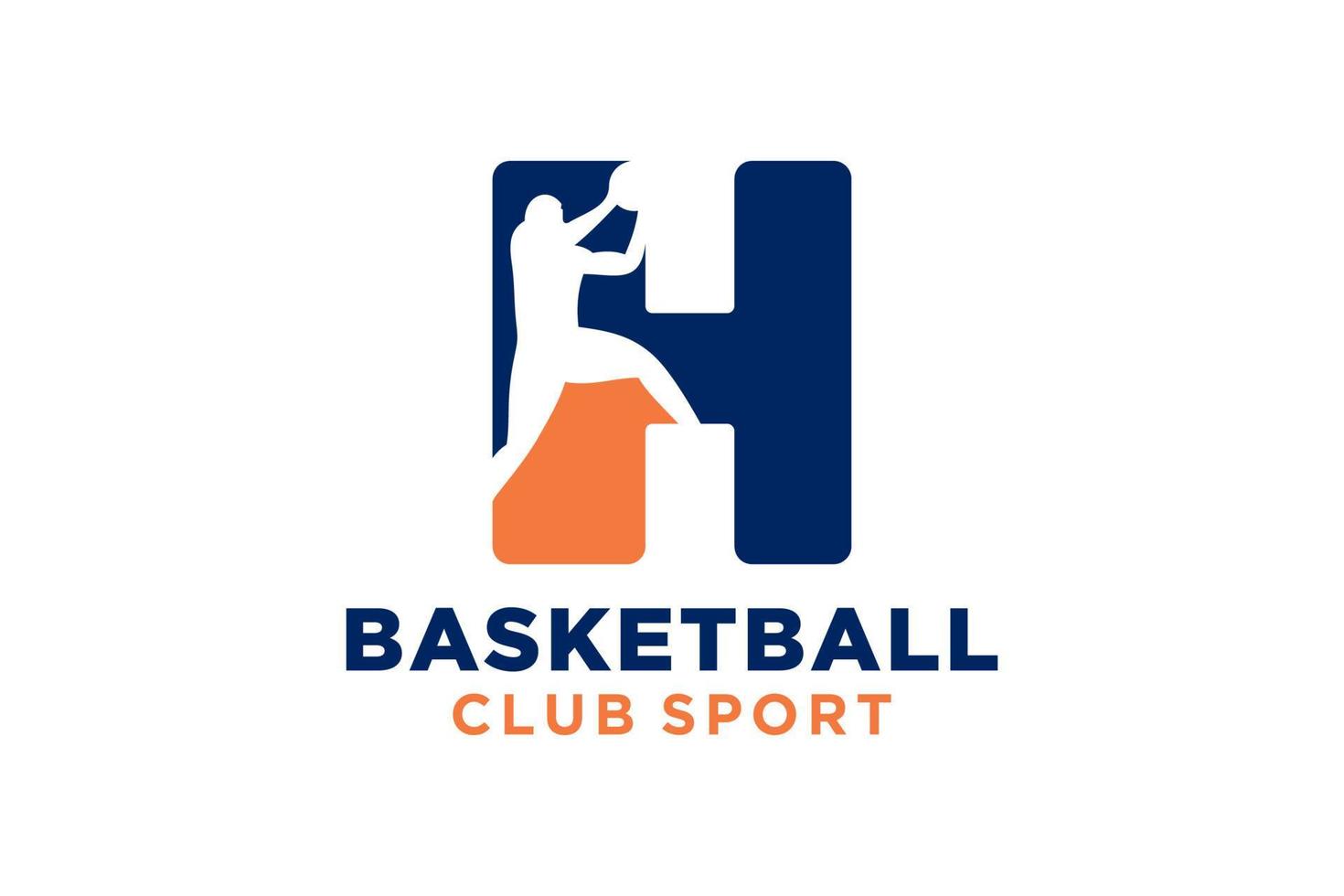 Initial letter H basketball logo icon. basket ball logotype symbol. vector