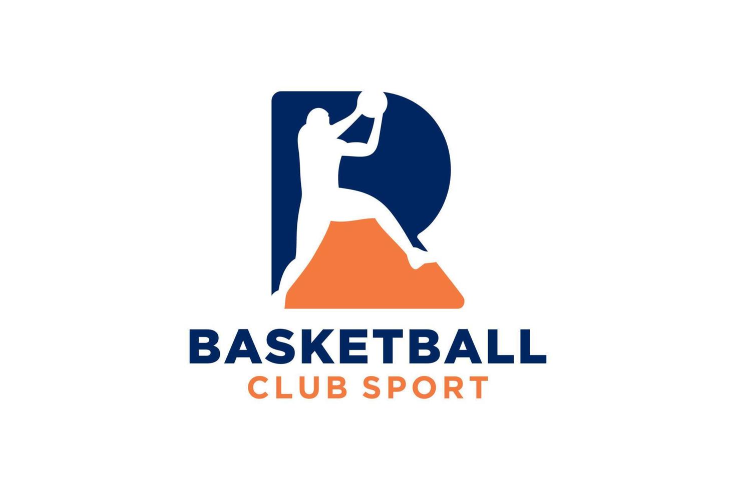 inicial letra r baloncesto logo icono. cesta pelota logotipo símbolo. vector