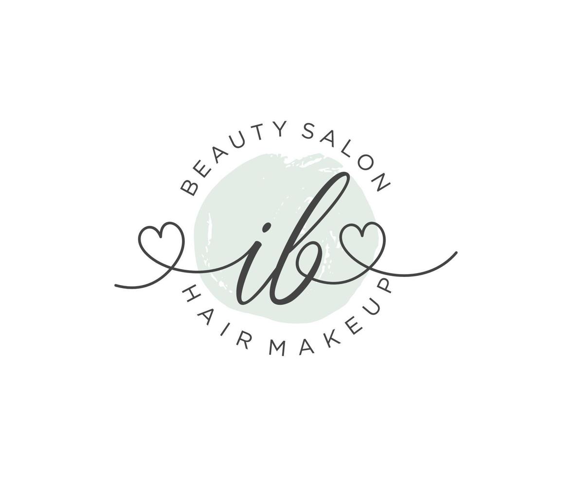 Initial IB feminine logo collections template. handwriting logo of initial signature, wedding, fashion, jewerly, boutique, floral and botanical with creative template for any company or business. vector