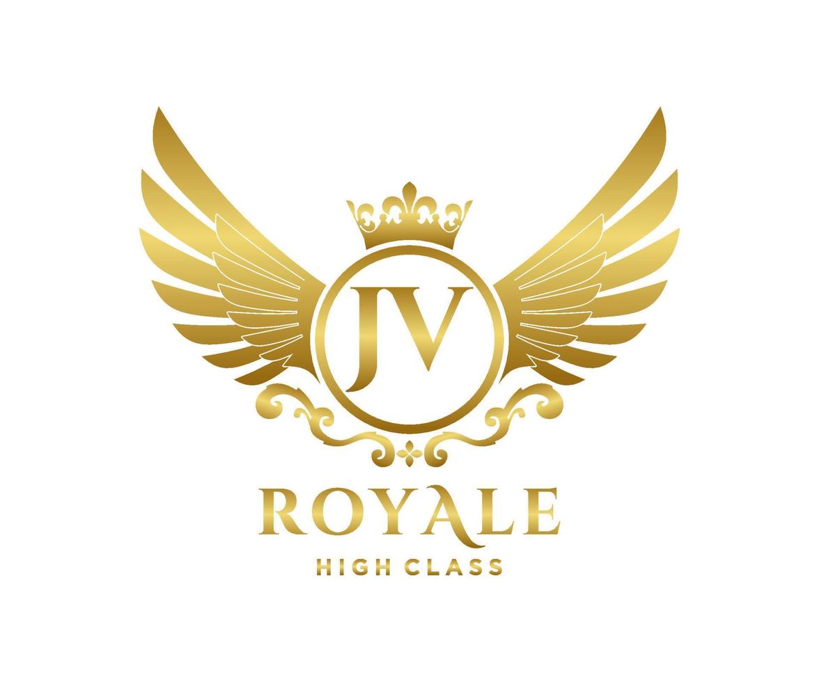 Golden Letter JV template logo Luxury gold letter with crown. Monogram  alphabet . Beautiful royal initials letter. 22328051 Vector Art at Vecteezy