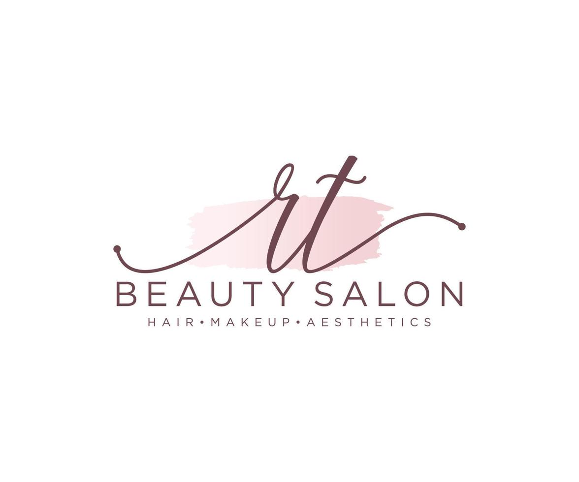 Initial RT feminine logo collections template. handwriting logo of initial signature, wedding, fashion, jewerly, boutique, floral and botanical with creative template for any company or business. vector