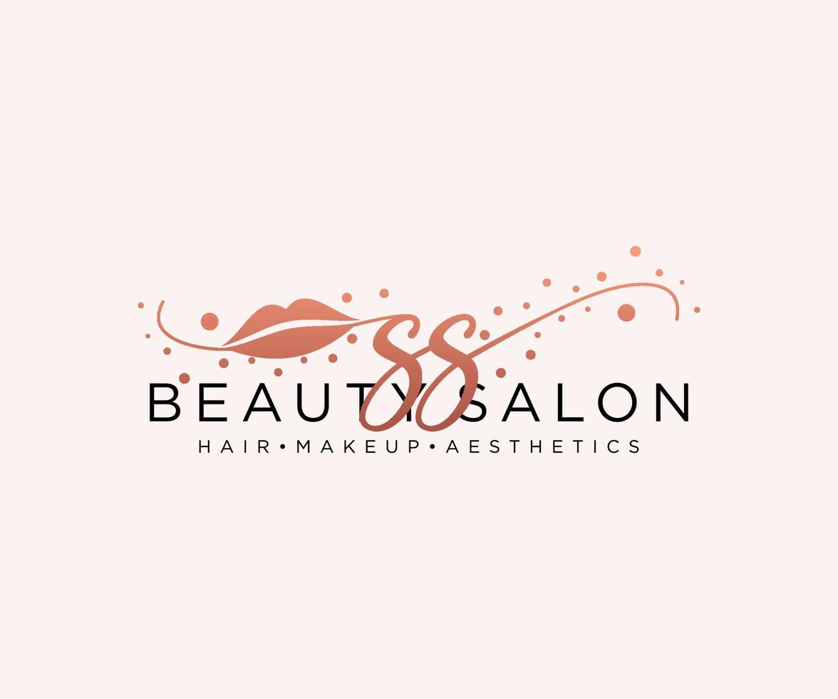Initial SS feminine logo collections template. handwriting logo of initial signature, wedding, fashion, jewerly, boutique, floral and botanical with creative template for any company or business. vector