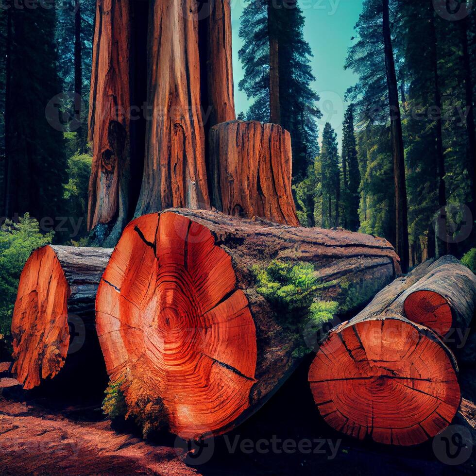 Giant felled sequoia, big mahogany, symbol of USA - image photo