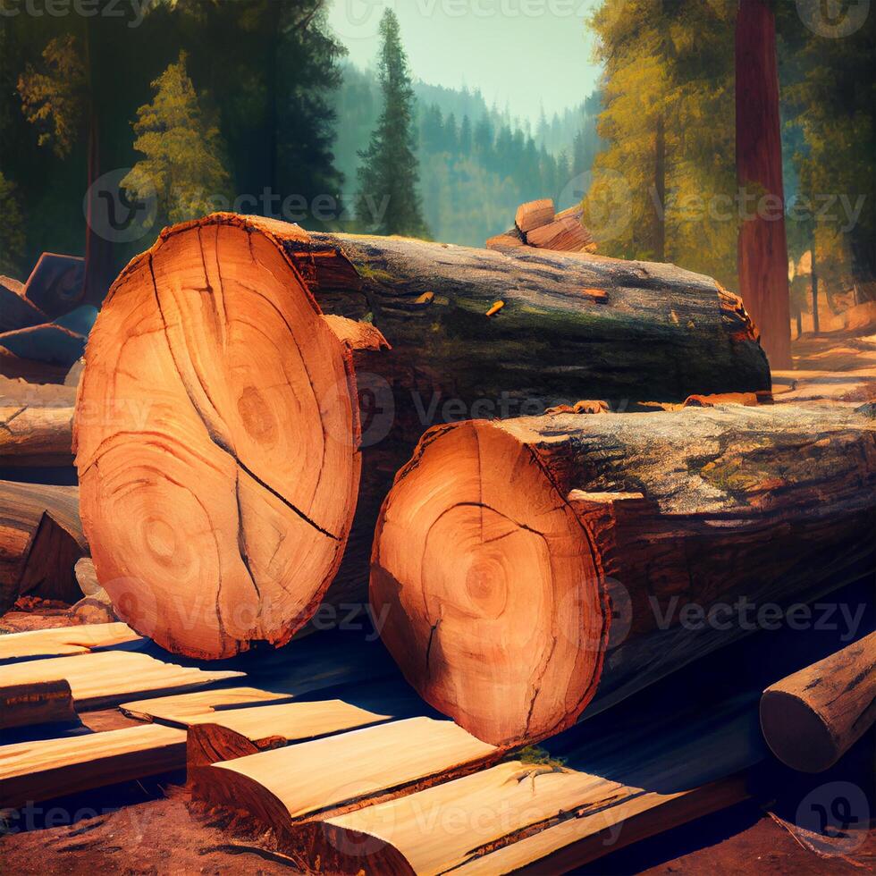 Giant felled sequoia, big mahogany, symbol of USA - image photo