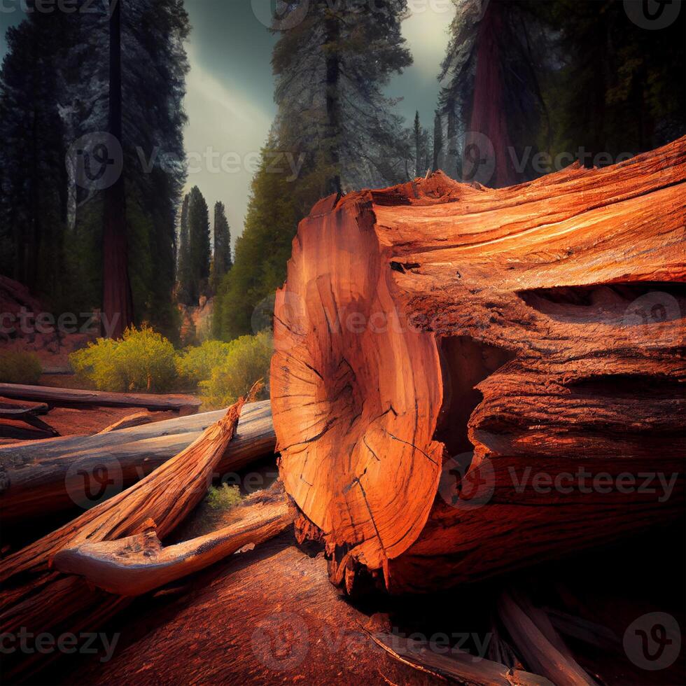 Giant felled sequoia, big mahogany, symbol of USA - image photo