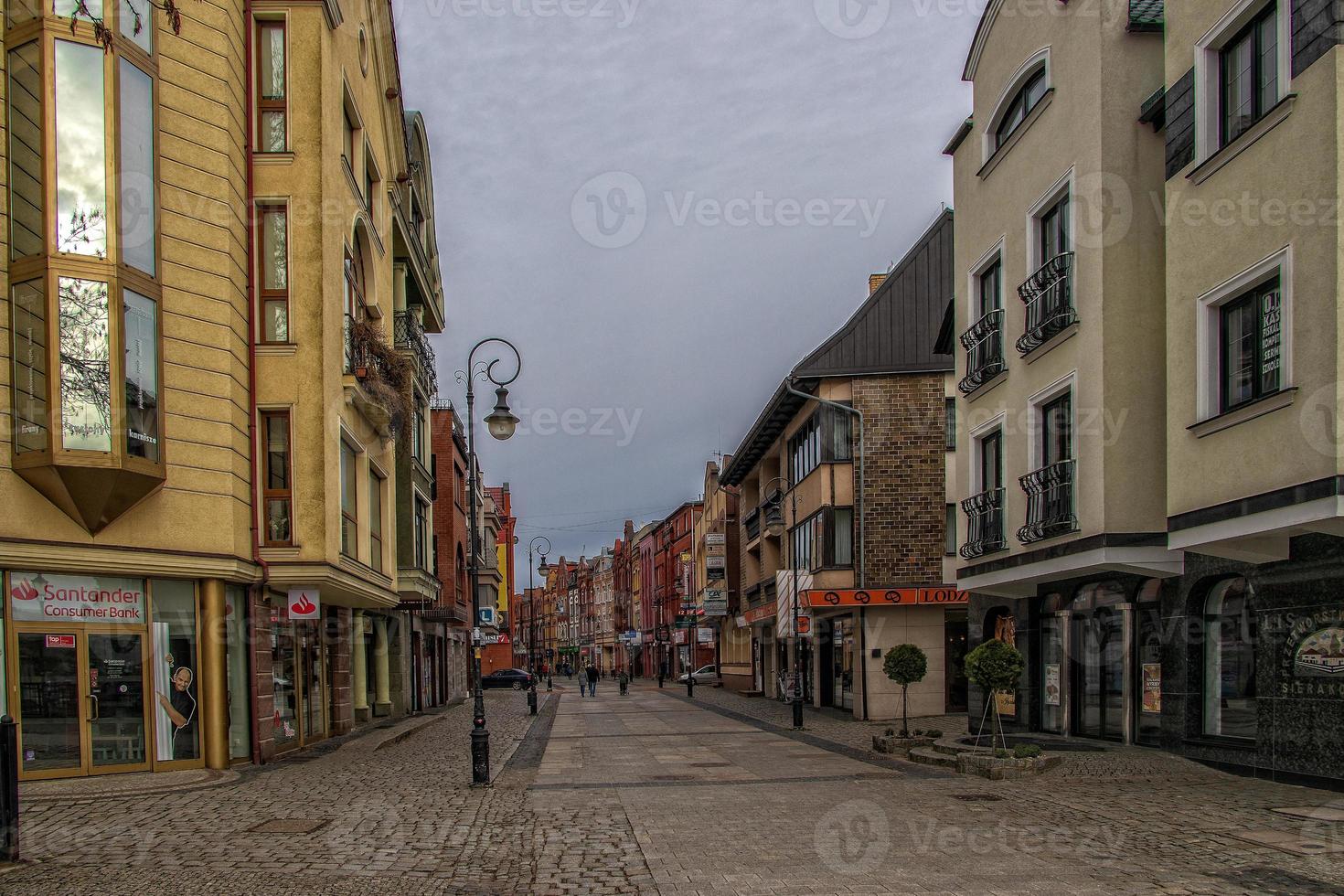 landscape historic old town in Poland in Lebork with attic tenement houses photo