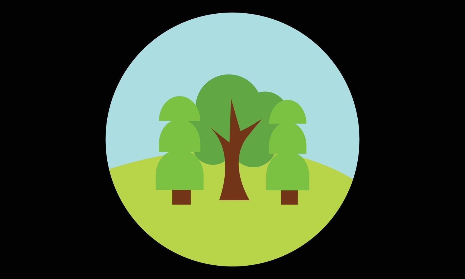 árbol icono conjunto vector verde y negro diseño.