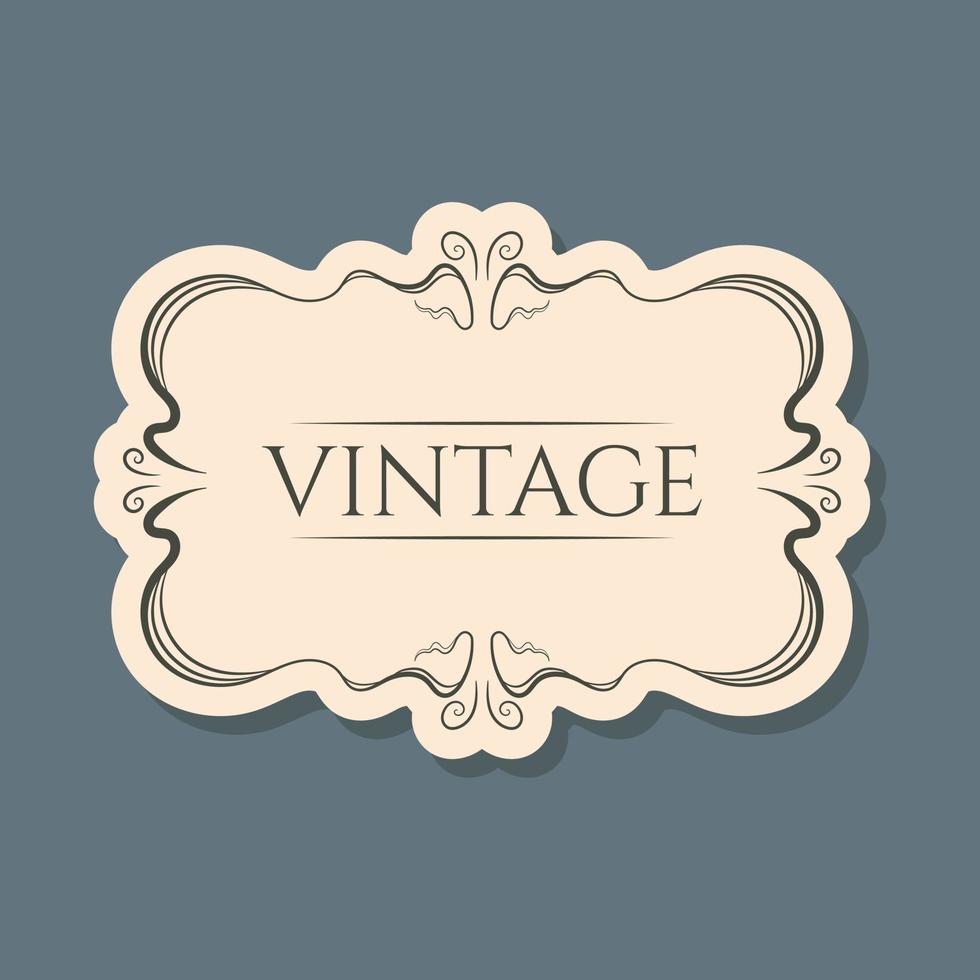 Vector isolated vintage label design with frame, text and lace old ornaments.