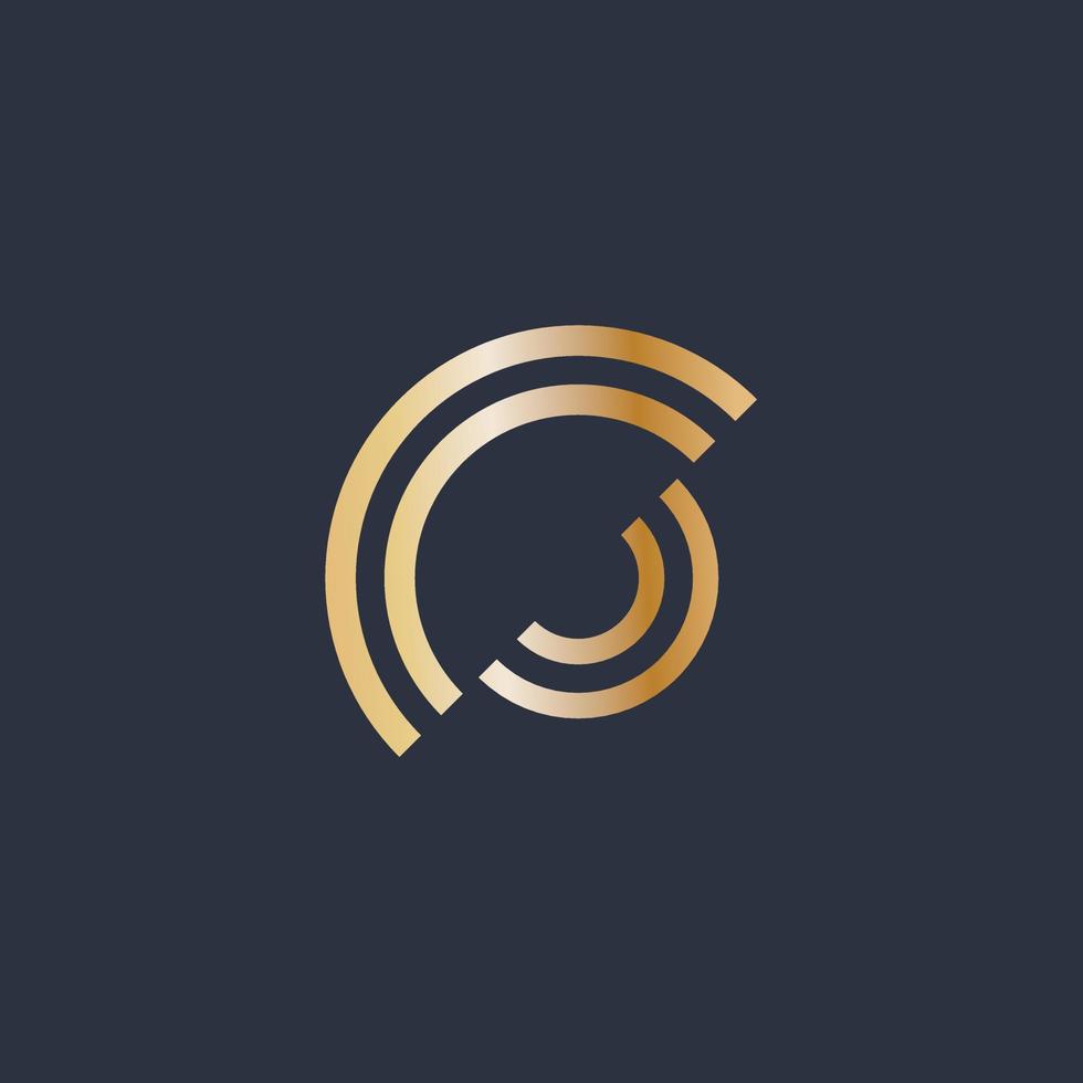 Isolated vector abstract golden design element, minimalistic logo.