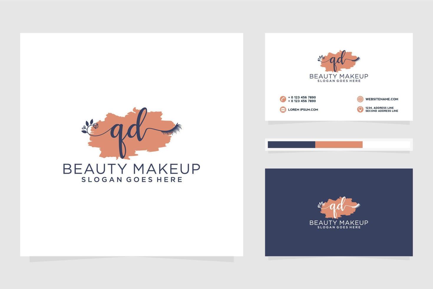 Initial QD Feminine logo collections and business card template Premium Vector