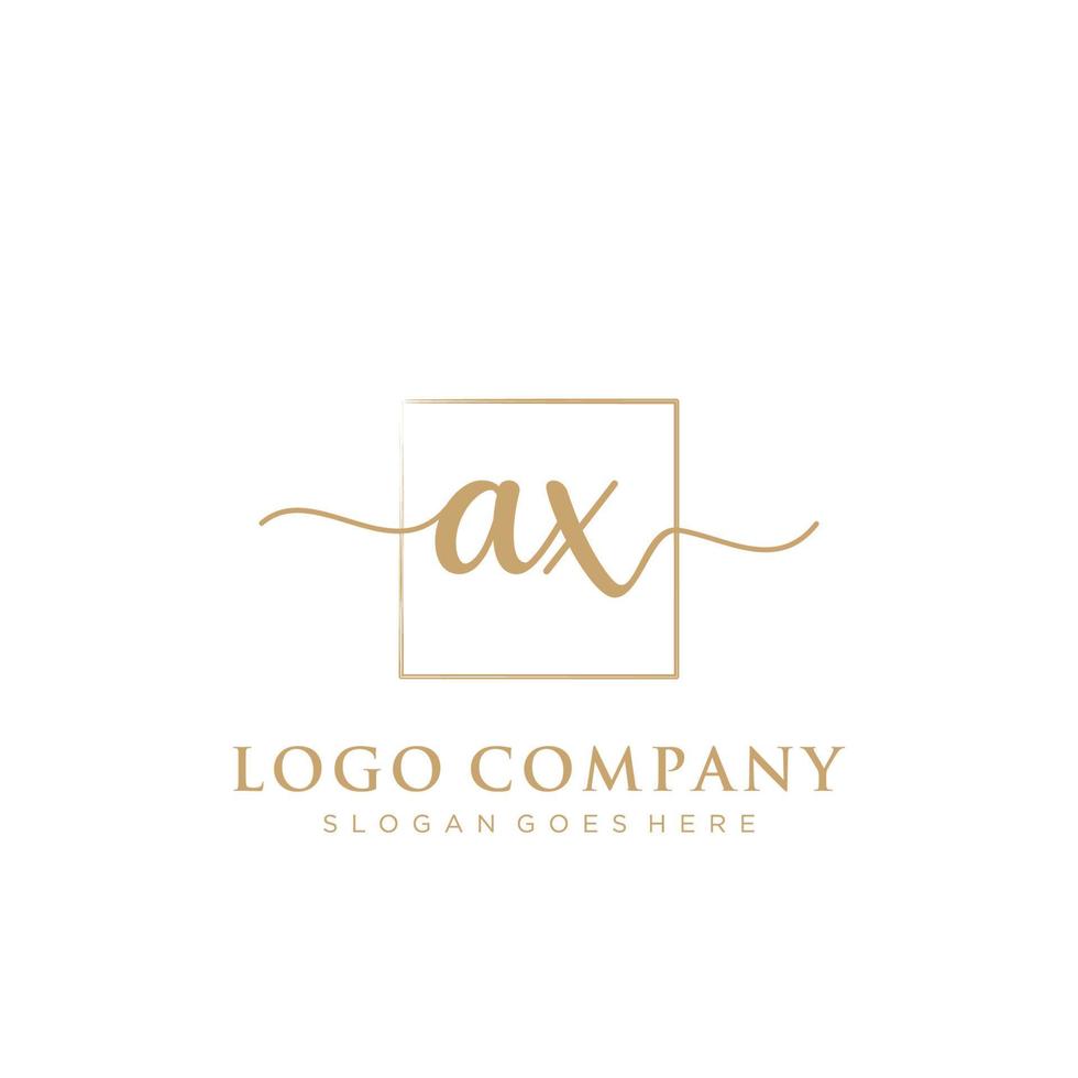 Initial AX feminine logo collections template. handwriting logo of initial signature, wedding, fashion, jewerly, boutique, floral and botanical with creative template for any company or business. vector