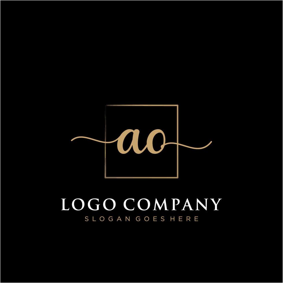 Initial AO feminine logo collections template. handwriting logo of initial signature, wedding, fashion, jewerly, boutique, floral and botanical with creative template for any company or business. vector