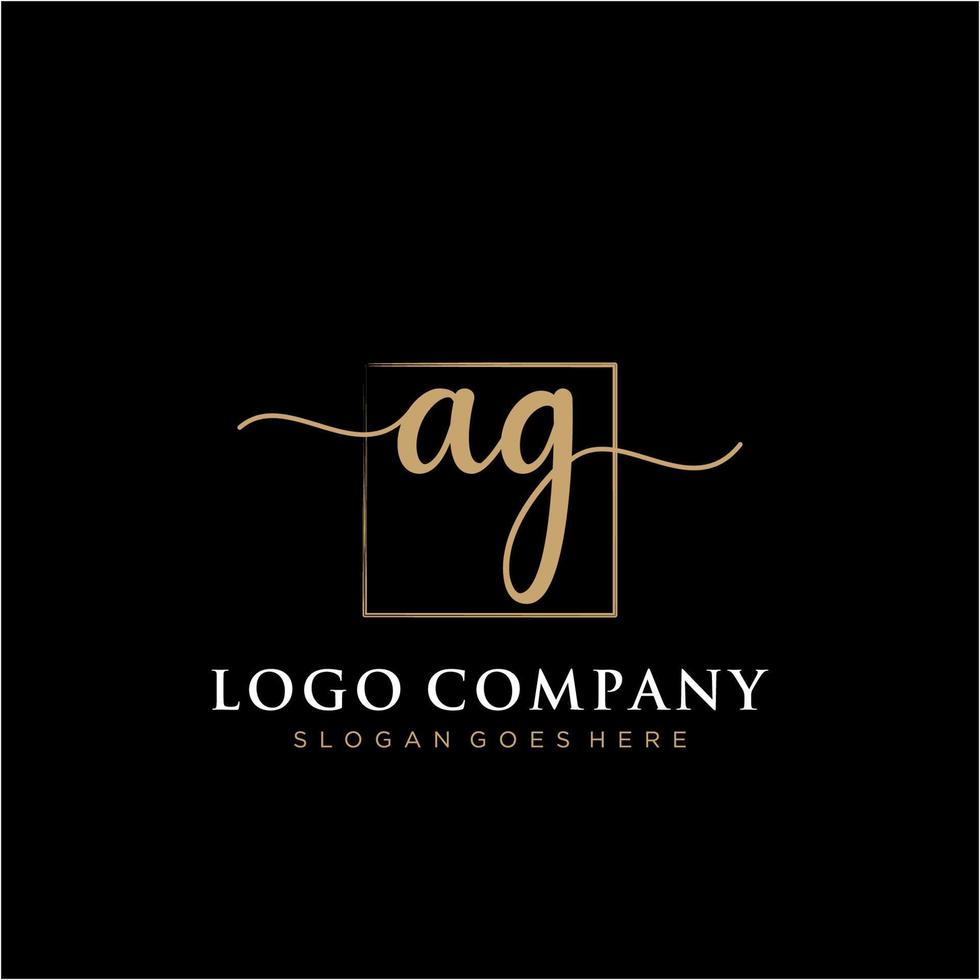 Initial AG feminine logo collections template. handwriting logo of initial signature, wedding, fashion, jewerly, boutique, floral and botanical with creative template for any company or business. vector