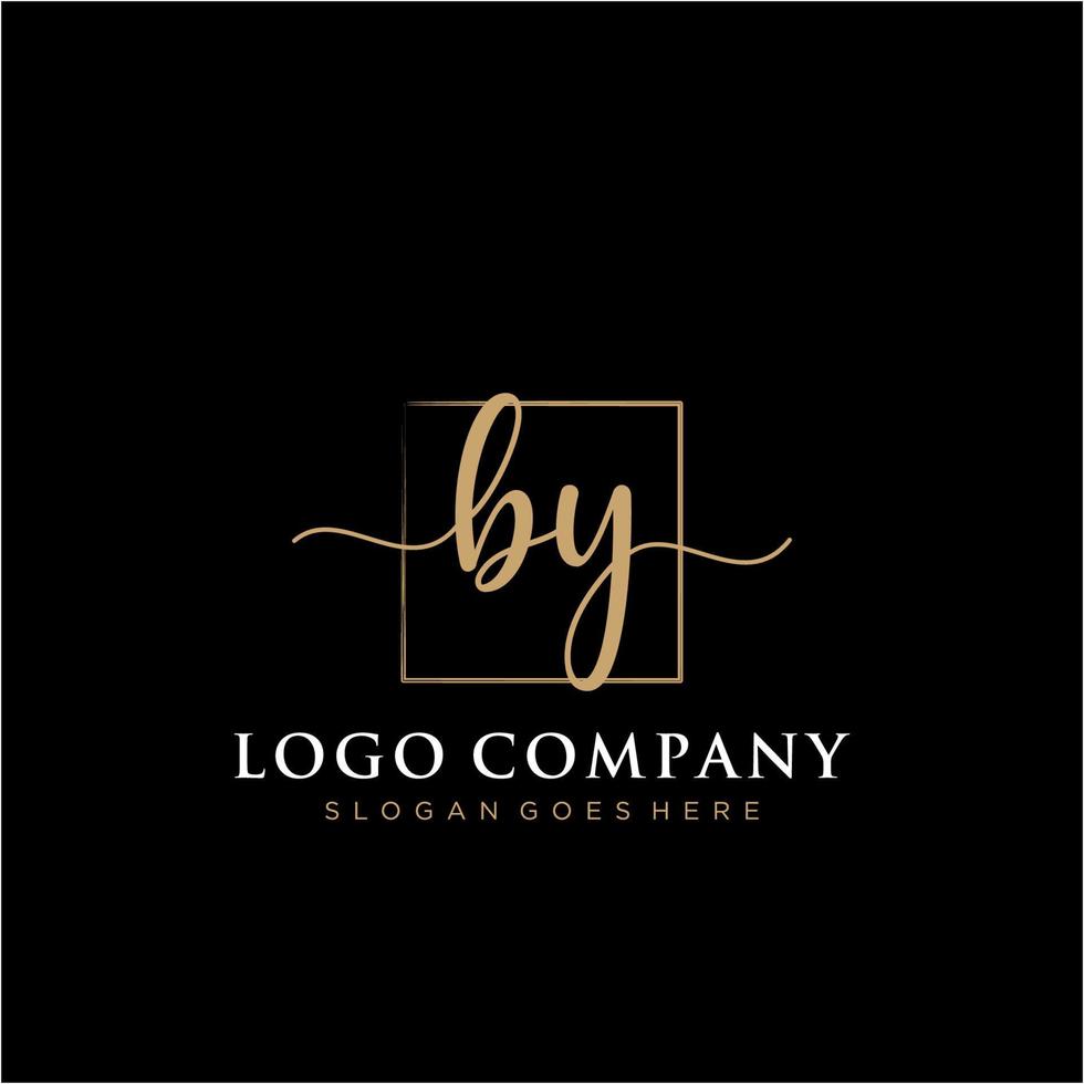 Initial BY feminine logo collections template. handwriting logo of initial signature, wedding, fashion, jewerly, boutique, floral and botanical with creative template for any company or business. vector