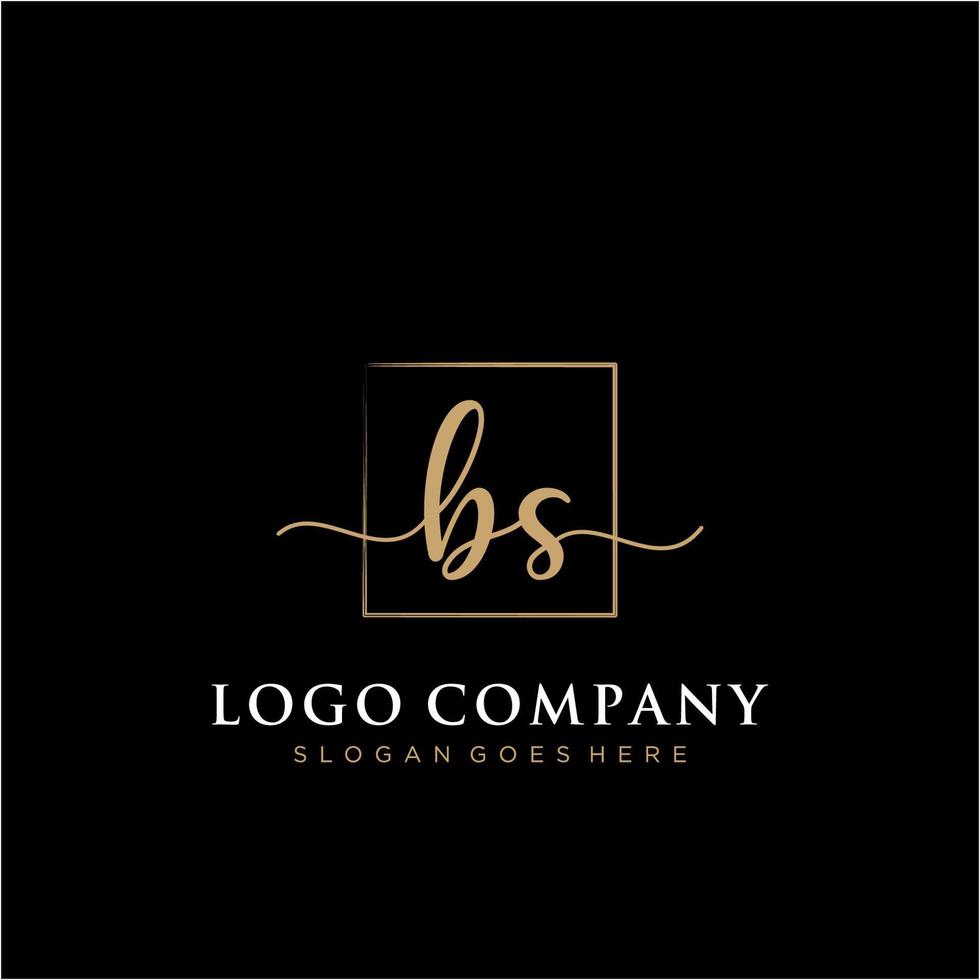 Initial BS feminine logo collections template. handwriting logo of initial signature, wedding, fashion, jewerly, boutique, floral and botanical with creative template for any company or business. vector