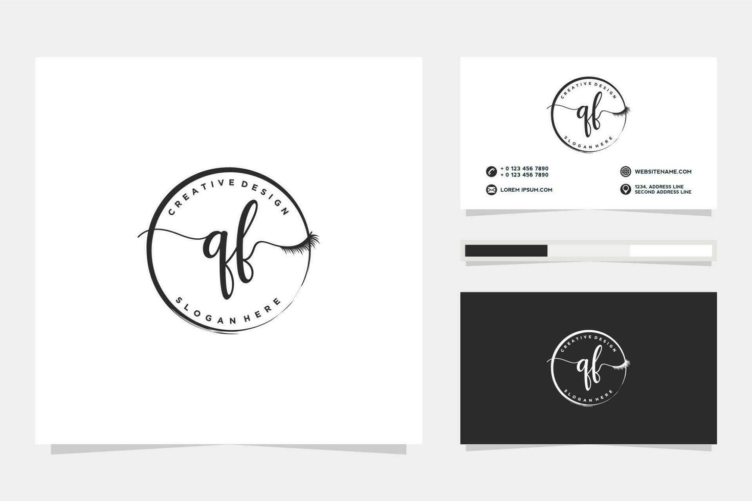 Initial QF Feminine logo collections and business card template Premium Vector