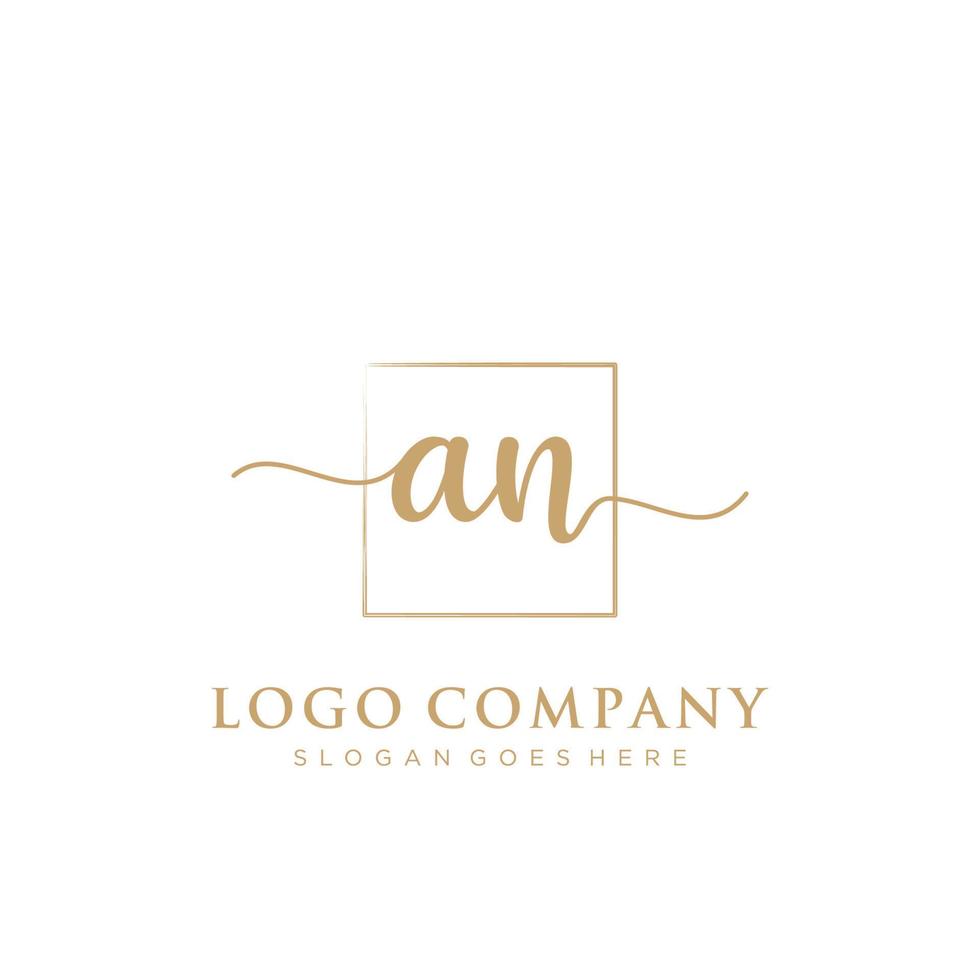 Initial AN feminine logo collections template. handwriting logo of initial signature, wedding, fashion, jewerly, boutique, floral and botanical with creative template for any company or business. vector