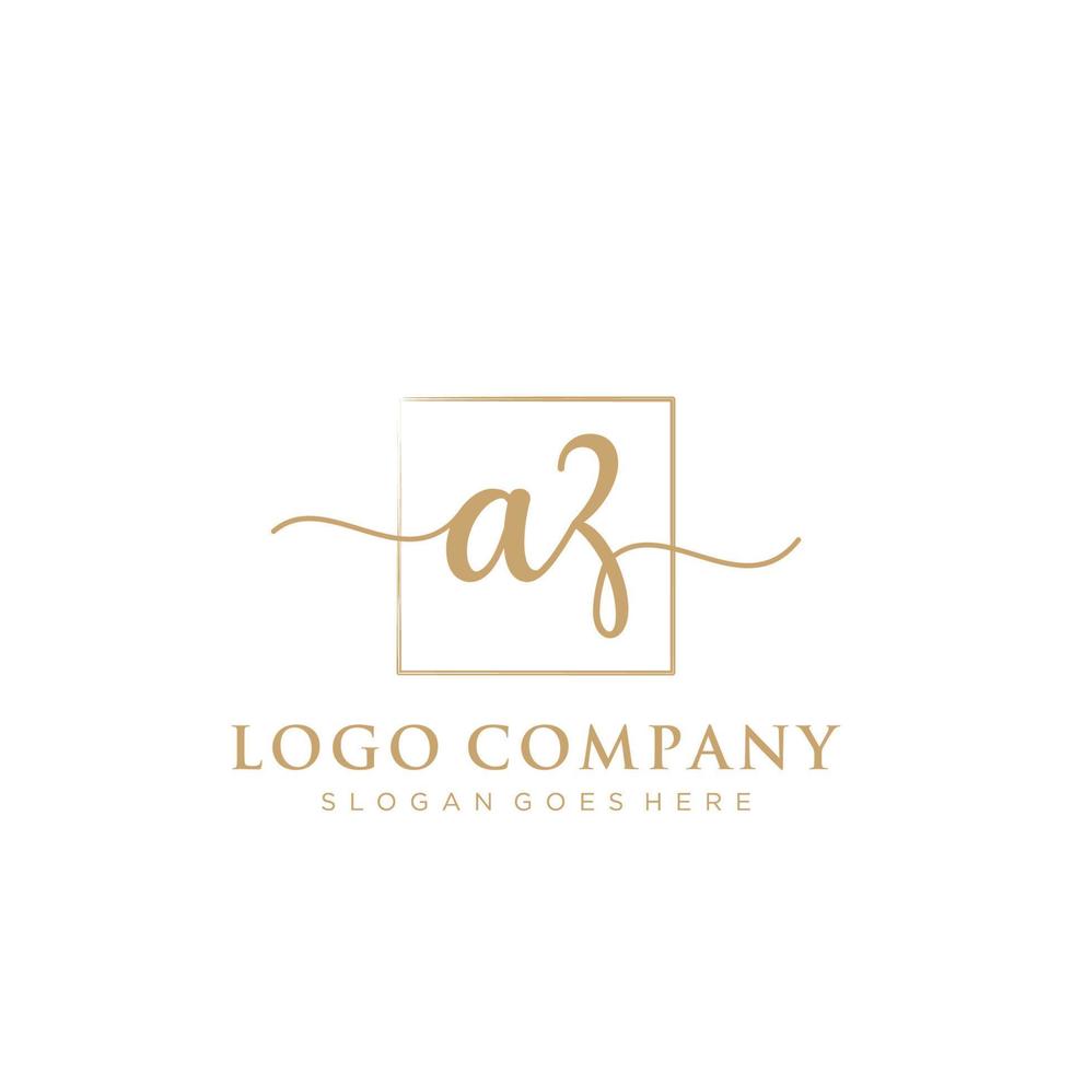 Initial AZ feminine logo collections template. handwriting logo of initial signature, wedding, fashion, jewerly, boutique, floral and botanical with creative template for any company or business. vector