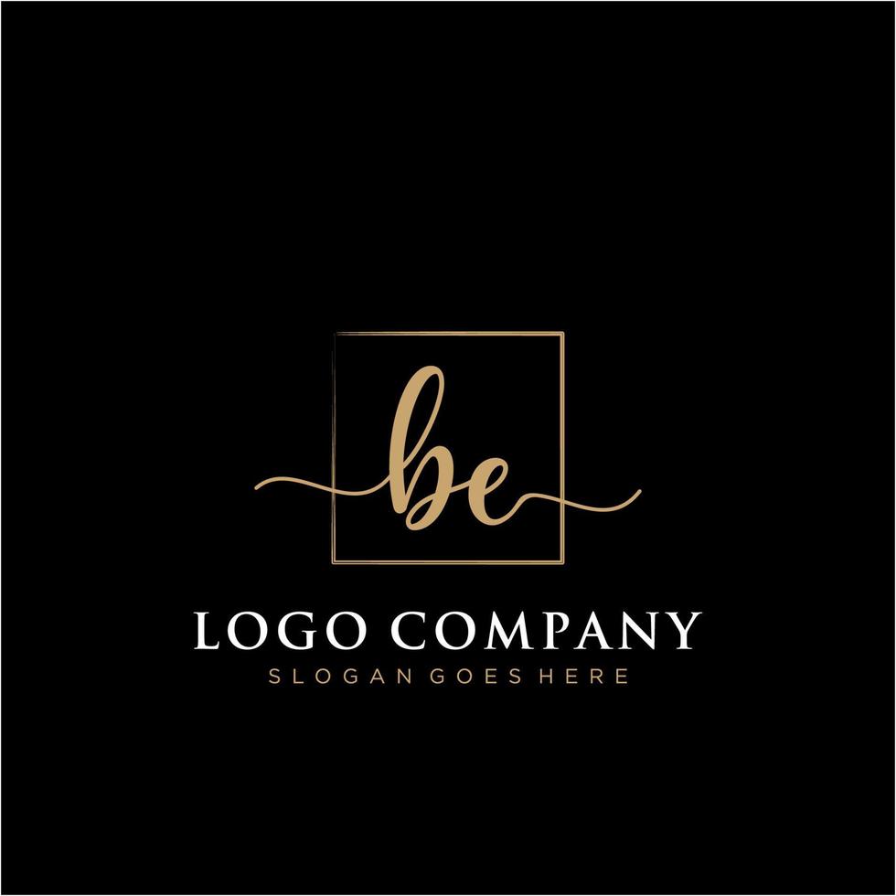 Initial BE feminine logo collections template. handwriting logo of initial signature, wedding, fashion, jewerly, boutique, floral and botanical with creative template for any company or business. vector