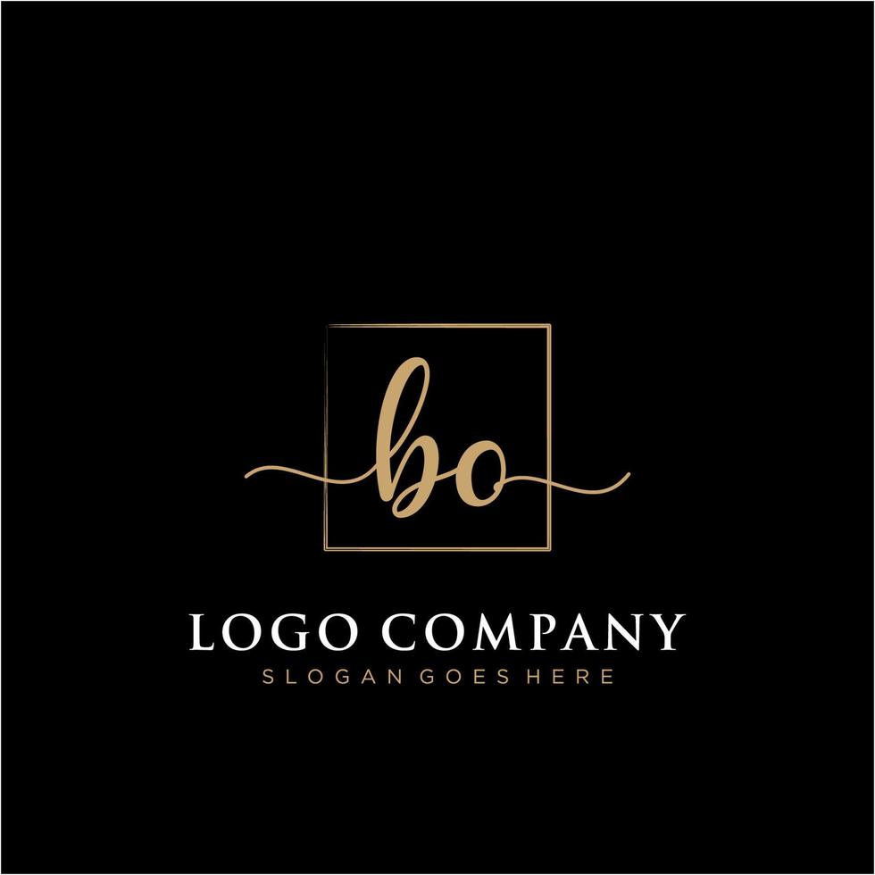 Initial BO feminine logo collections template. handwriting logo of initial signature, wedding, fashion, jewerly, boutique, floral and botanical with creative template for any company or business. vector