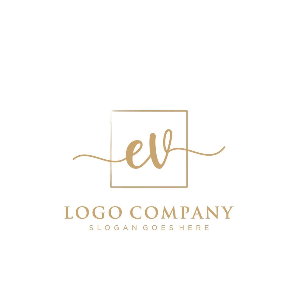 Initial EV feminine logo collections template. handwriting logo of initial signature, wedding, fashion, jewerly, boutique, floral and botanical with creative template for any company or business. vector