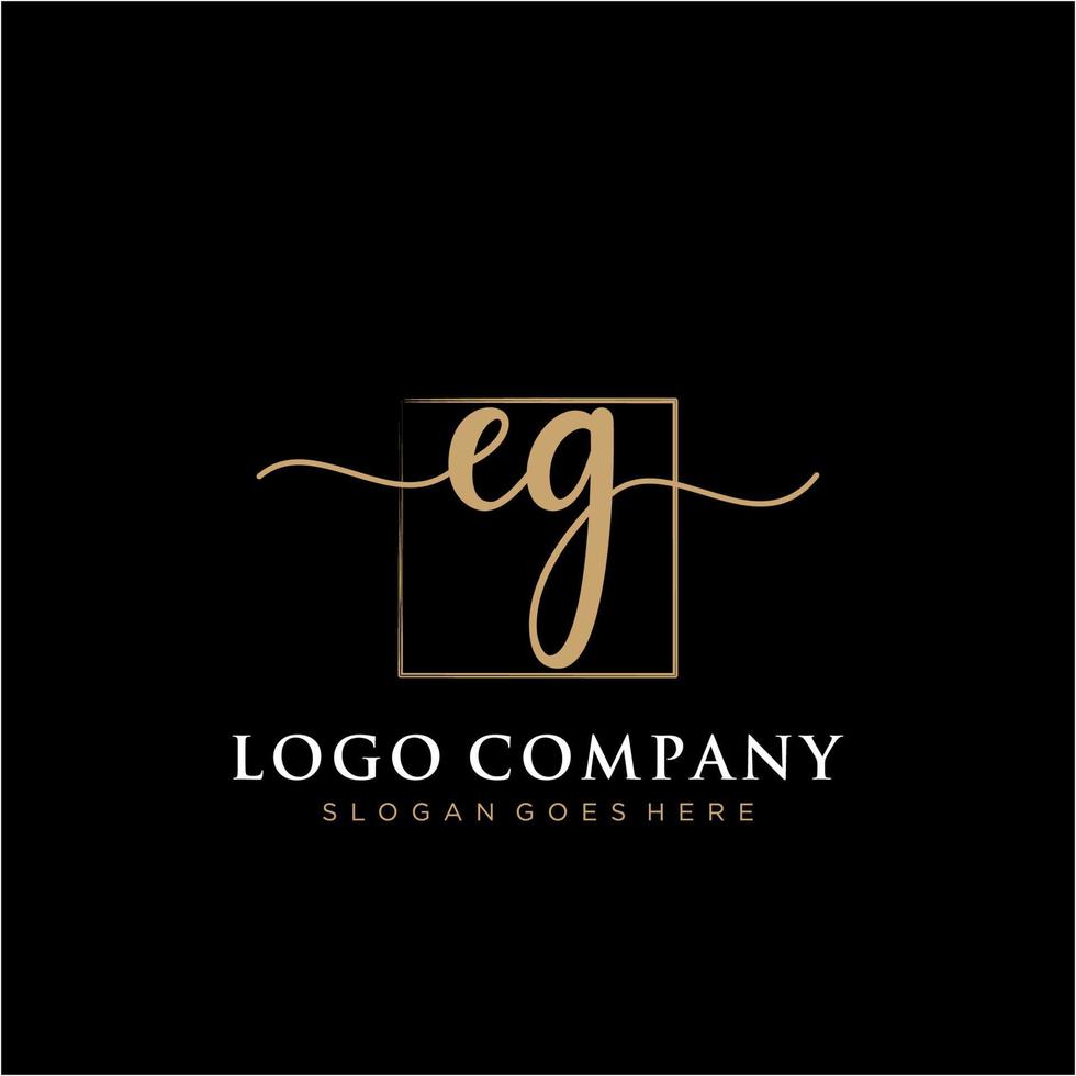 Initial EG feminine logo collections template. handwriting logo of initial signature, wedding, fashion, jewerly, boutique, floral and botanical with creative template for any company or business. vector