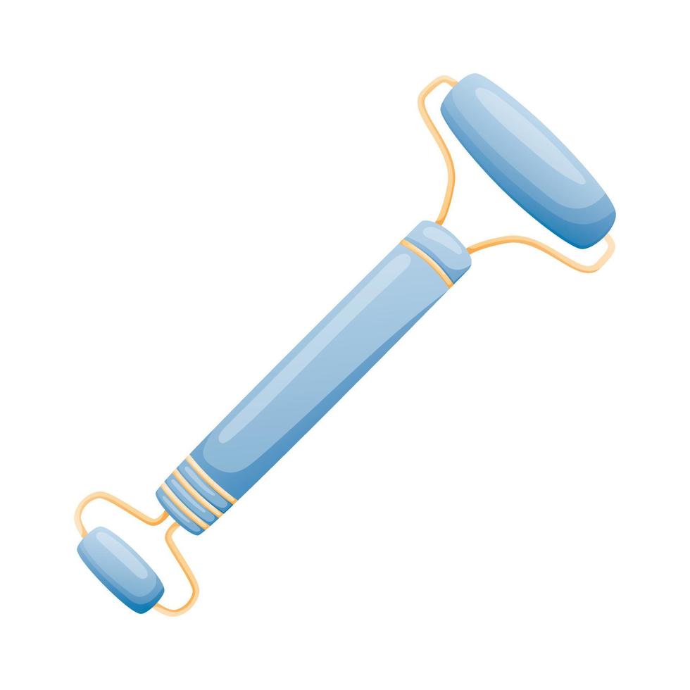 Cartoon isolated illustration of gua sha facial roller massager on white background. vector