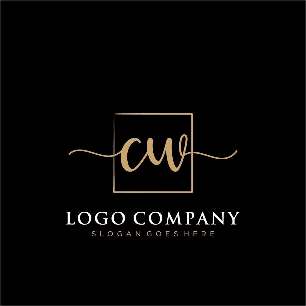 Initial CW feminine logo collections template. handwriting logo of initial signature, wedding, fashion, jewerly, boutique, floral and botanical with creative template for any company or business. vector