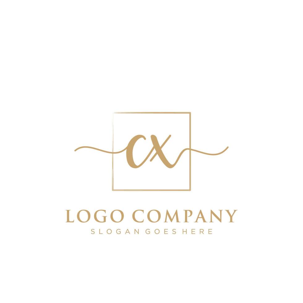 Initial CX feminine logo collections template. handwriting logo of initial signature, wedding, fashion, jewerly, boutique, floral and botanical with creative template for any company or business. vector