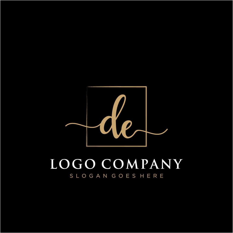 Initial DE feminine logo collections template. handwriting logo of initial signature, wedding, fashion, jewerly, boutique, floral and botanical with creative template for any company or business. vector