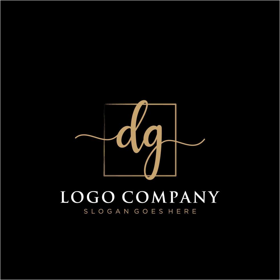 inicial dg femenino logo colecciones modelo. escritura logo de inicial firma, boda, moda, joyería, boutique, floral y botánico con creativo modelo para ninguna empresa o negocio. vector