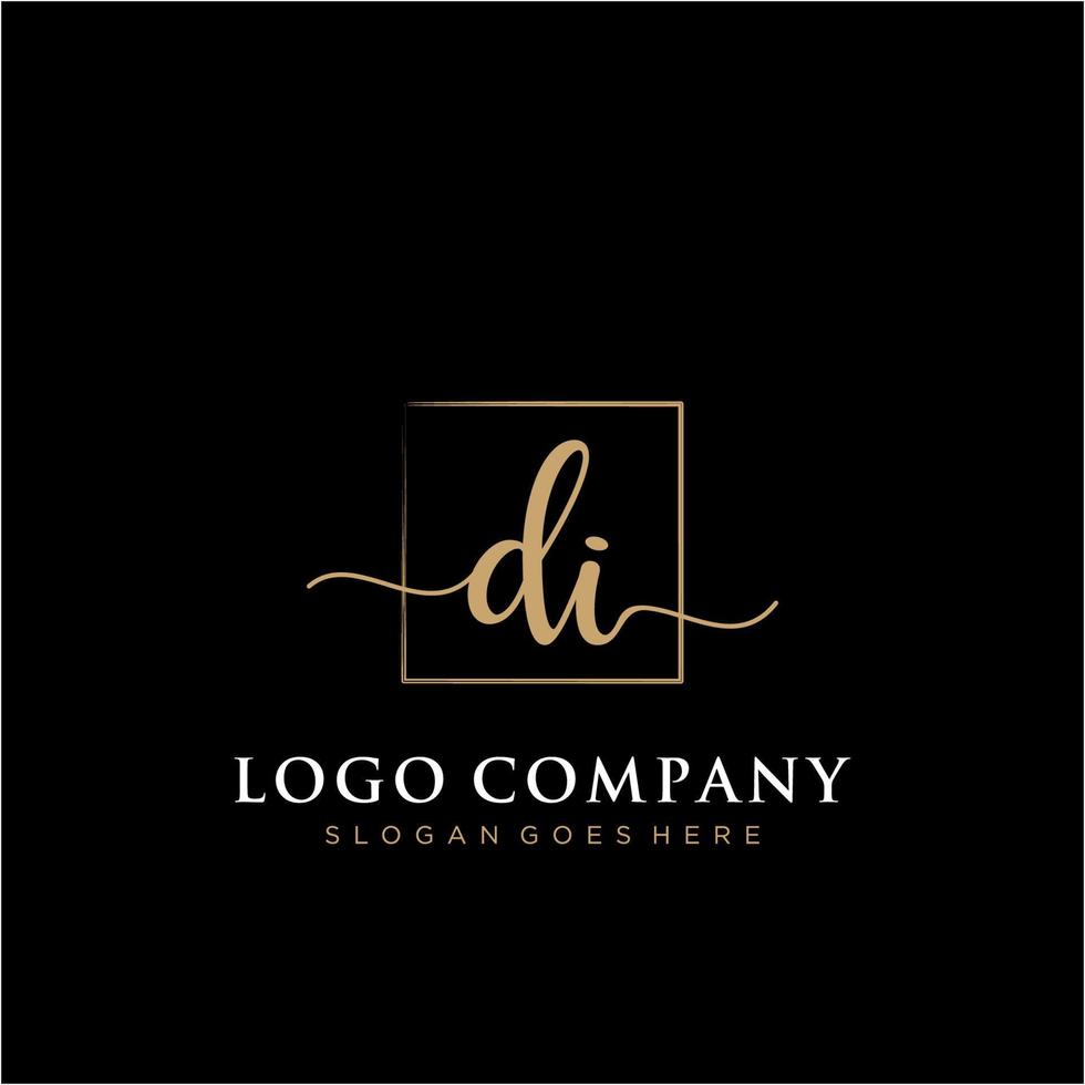 Initial DI feminine logo collections template. handwriting logo of initial signature, wedding, fashion, jewerly, boutique, floral and botanical with creative template for any company or business. vector