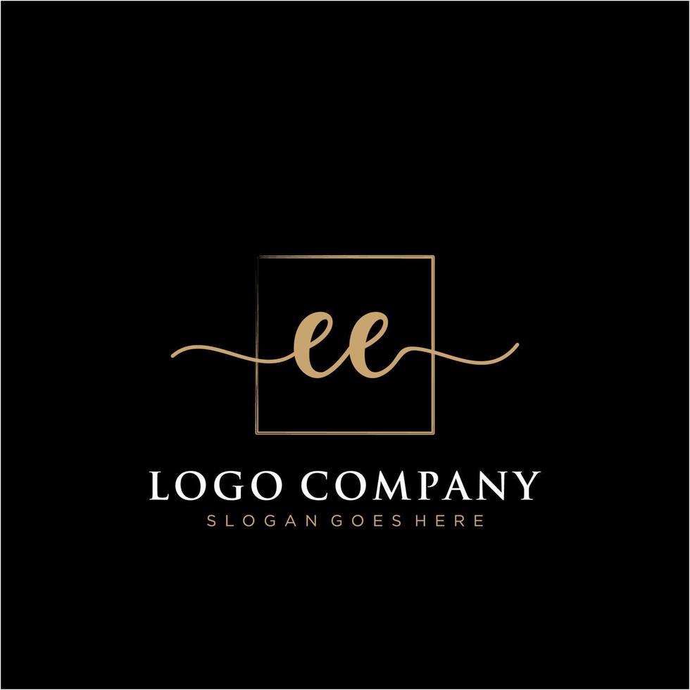 Initial EE feminine logo collections template. handwriting logo of initial signature, wedding, fashion, jewerly, boutique, floral and botanical with creative template for any company or business. vector
