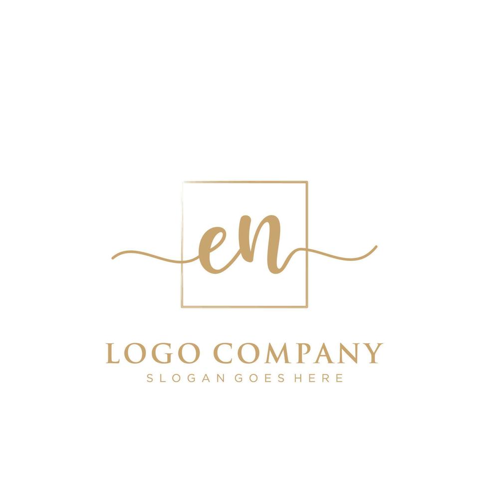 Initial EN feminine logo collections template. handwriting logo of initial signature, wedding, fashion, jewerly, boutique, floral and botanical with creative template for any company or business. vector