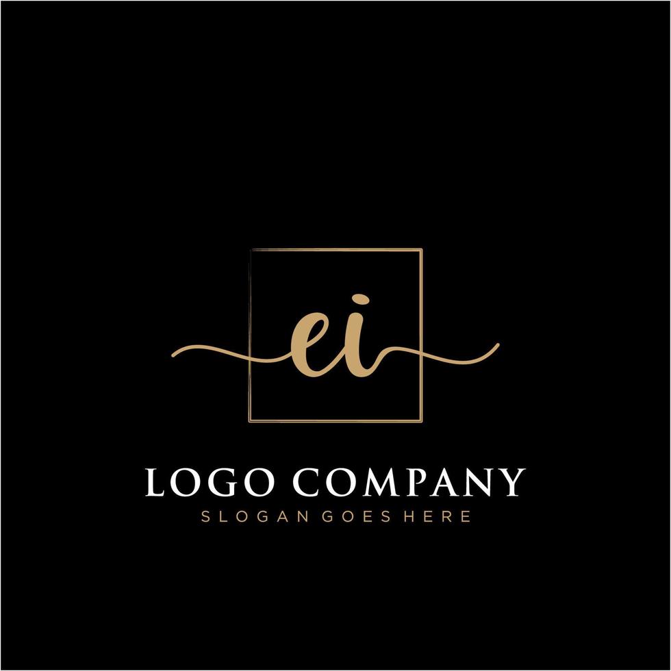 Initial EI feminine logo collections template. handwriting logo of initial signature, wedding, fashion, jewerly, boutique, floral and botanical with creative template for any company or business. vector