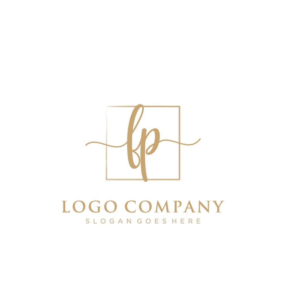 Initial FP feminine logo collections template. handwriting logo of initial signature, wedding, fashion, jewerly, boutique, floral and botanical with creative template for any company or business. vector