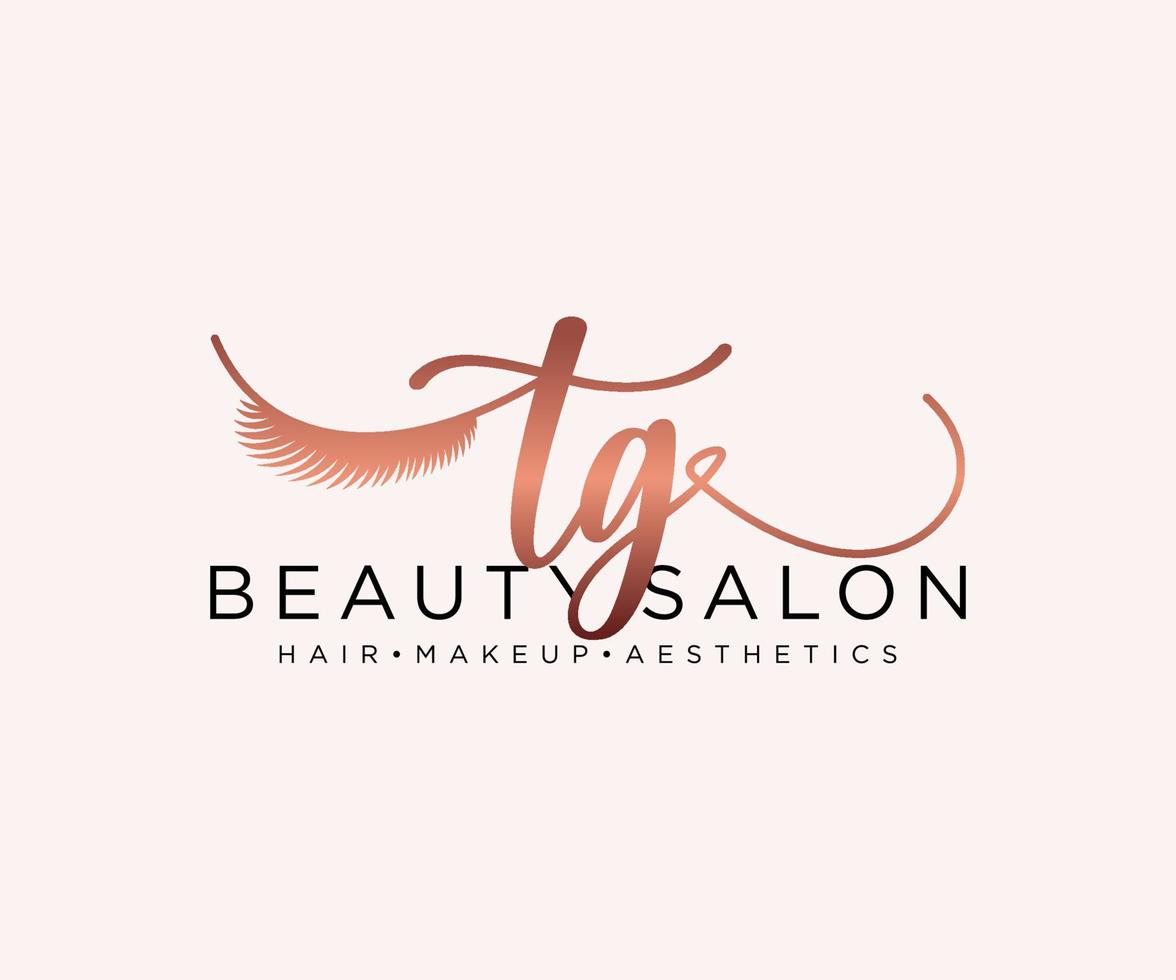 Initial TG feminine logo collections template. handwriting logo of initial signature, wedding, fashion, jewerly, boutique, floral and botanical with creative template for any company or business. vector