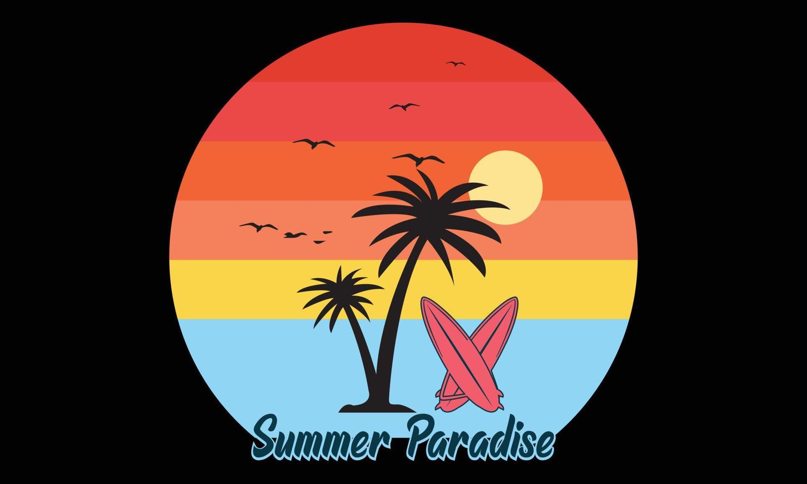 Summer Paradise Beach California Vector T-shirt Design.