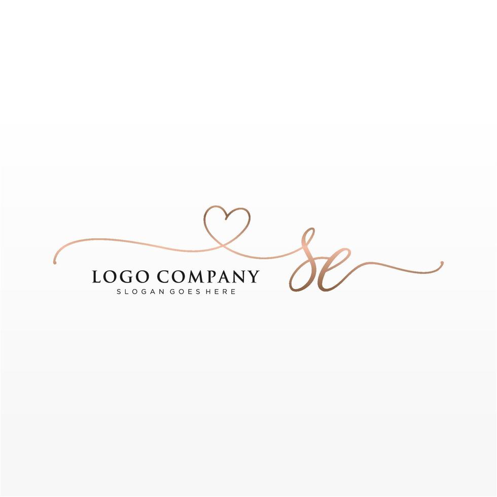 Initial SE feminine logo collections template. handwriting logo of initial signature, wedding, fashion, jewerly, boutique, floral and botanical with creative template for any company or business. vector