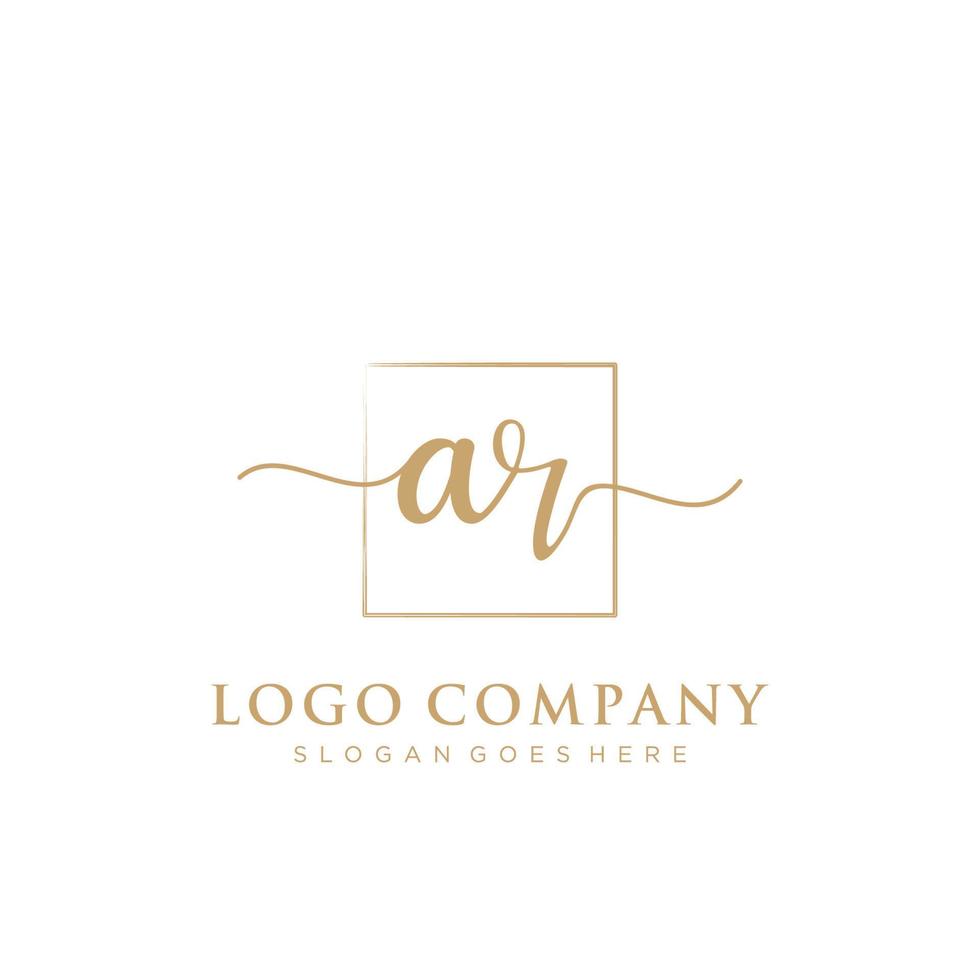 Initial AR feminine logo collections template. handwriting logo of initial signature, wedding, fashion, jewerly, boutique, floral and botanical with creative template for any company or business. vector