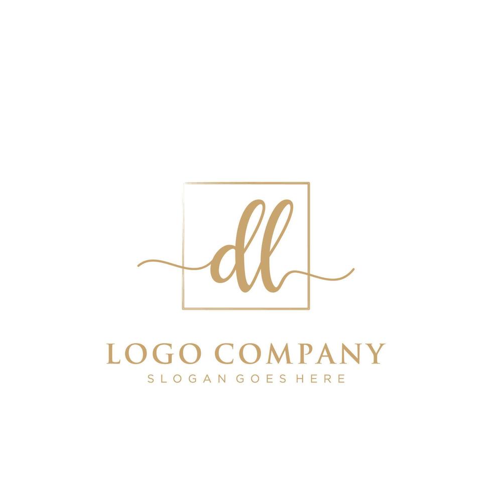 Initial DL feminine logo collections template. handwriting logo of initial signature, wedding, fashion, jewerly, boutique, floral and botanical with creative template for any company or business. vector