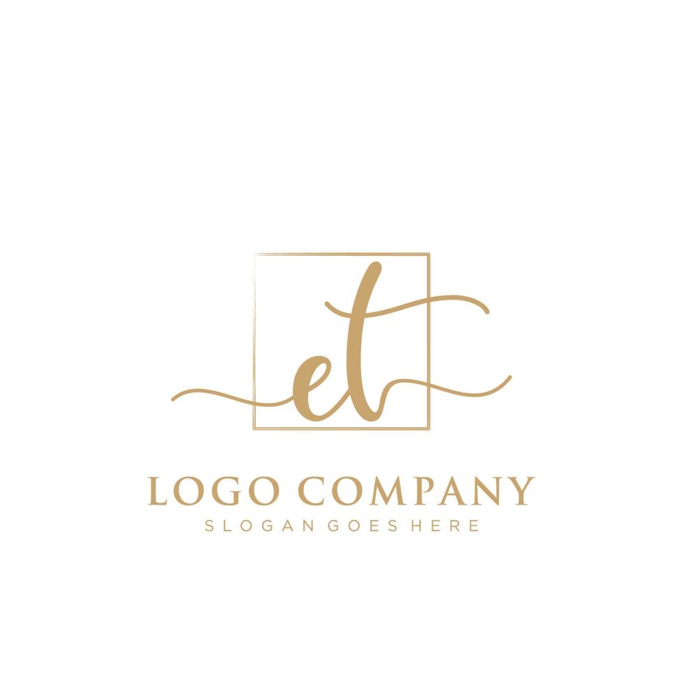 Initial ET feminine logo collections template. handwriting logo of initial signature, wedding, fashion, jewerly, boutique, floral and botanical with creative template for any company or business. vector