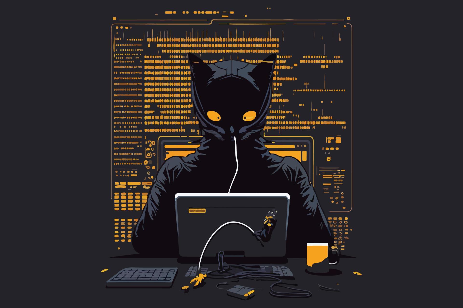Cat hacker vector illustration 22329369 Vector Art at Vecteezy