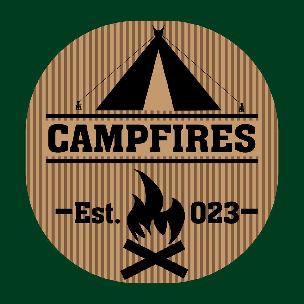 Campfire. Simple illustration of campfire vector for outdoor and adventure logo or label. Tent in front of the firewood logo isolated